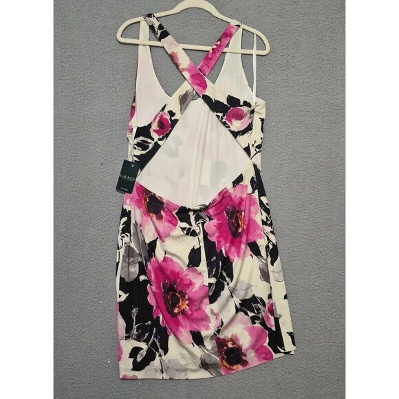 Nwt Lauren Ralph Lauren Women's Sleeveless Knee Length Back Floral Dress 14 - Picture 3 of 7